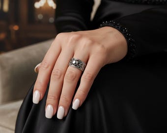 Bali Sterling Silver Dome Ring: Art Deco Boho Statement Jewelry