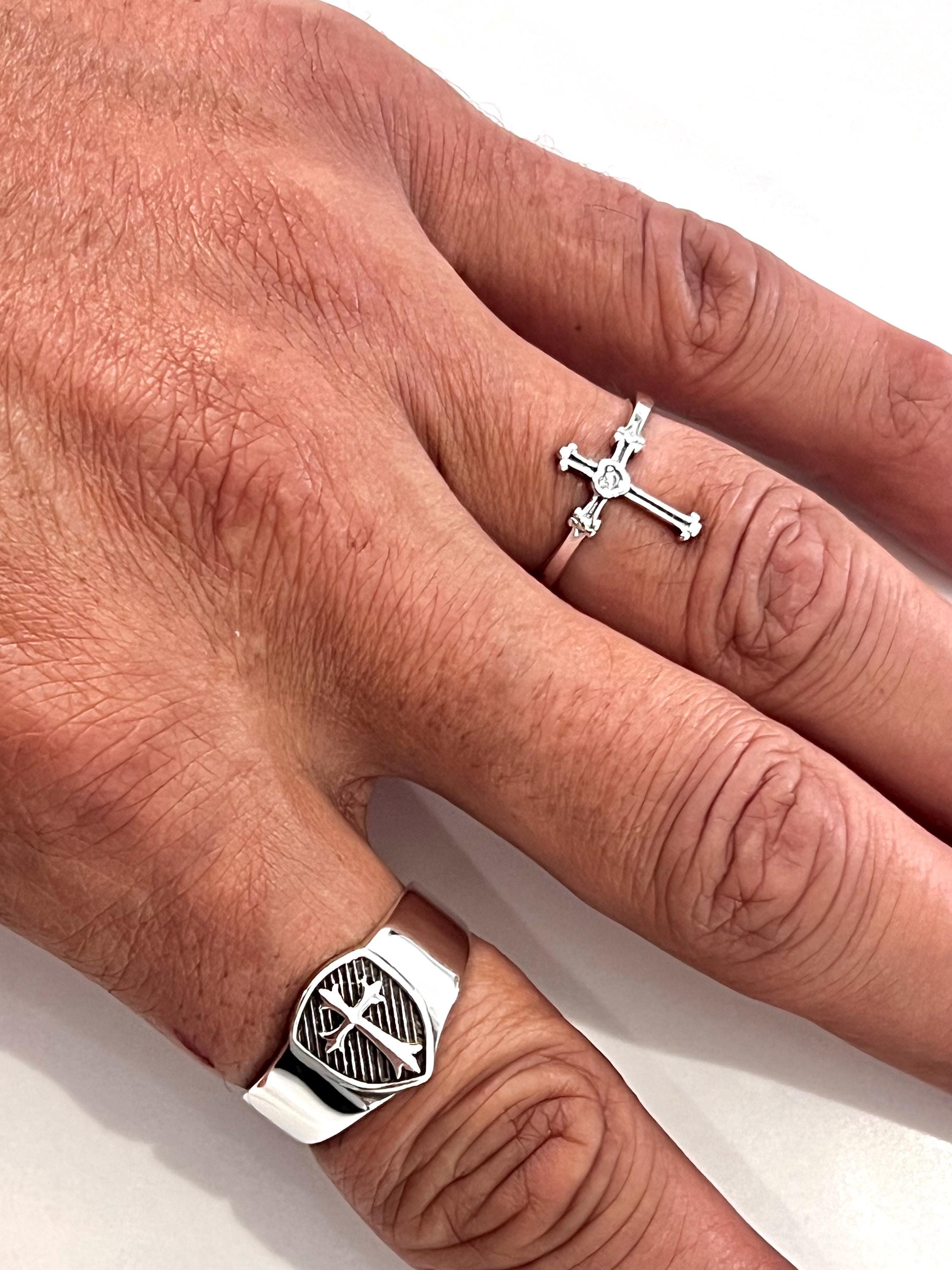 Bague Croix En Argent Sterling 925 - Délicate, Unisexe, Personnalisable