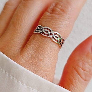 Sterling Silver Celtic Knot Ring - 5mm Woven Band