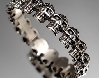 Thin Skull Ring, Sterling Silver Ring, Gothic Men's Women Ring, 925 stamped , Gothic, Skeleton