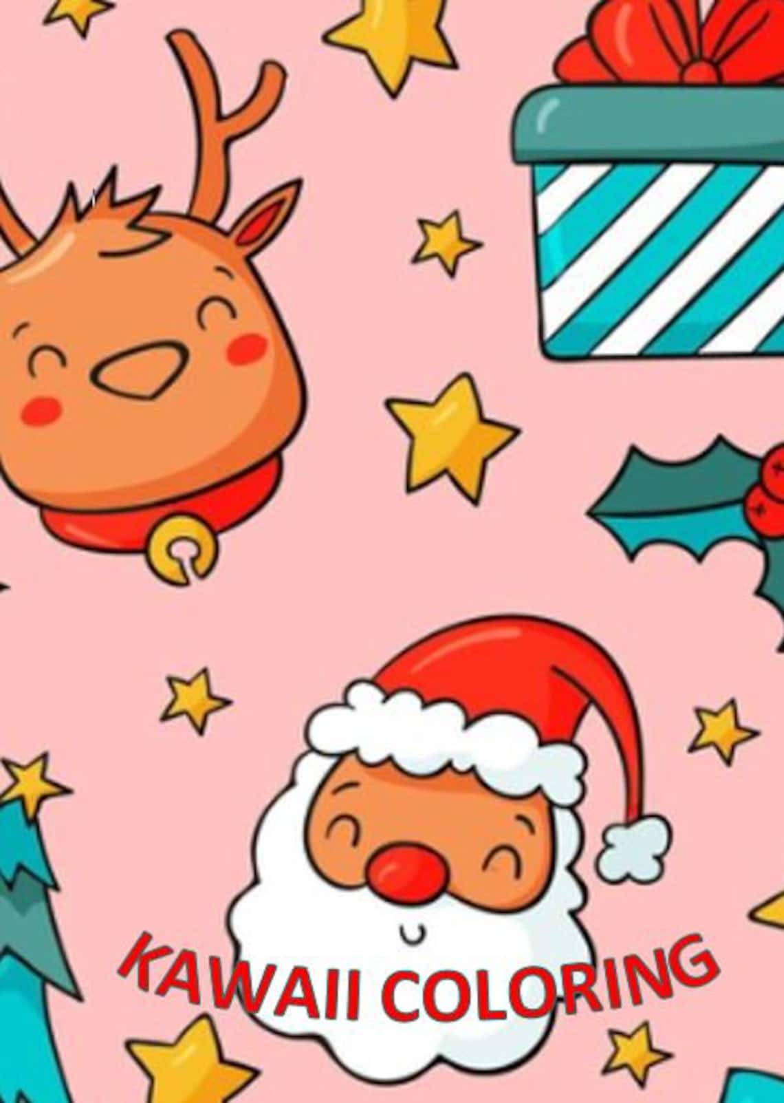 Kawaii Christmas Coloring Book 20 Pages Cute Coloring Pages for Kids