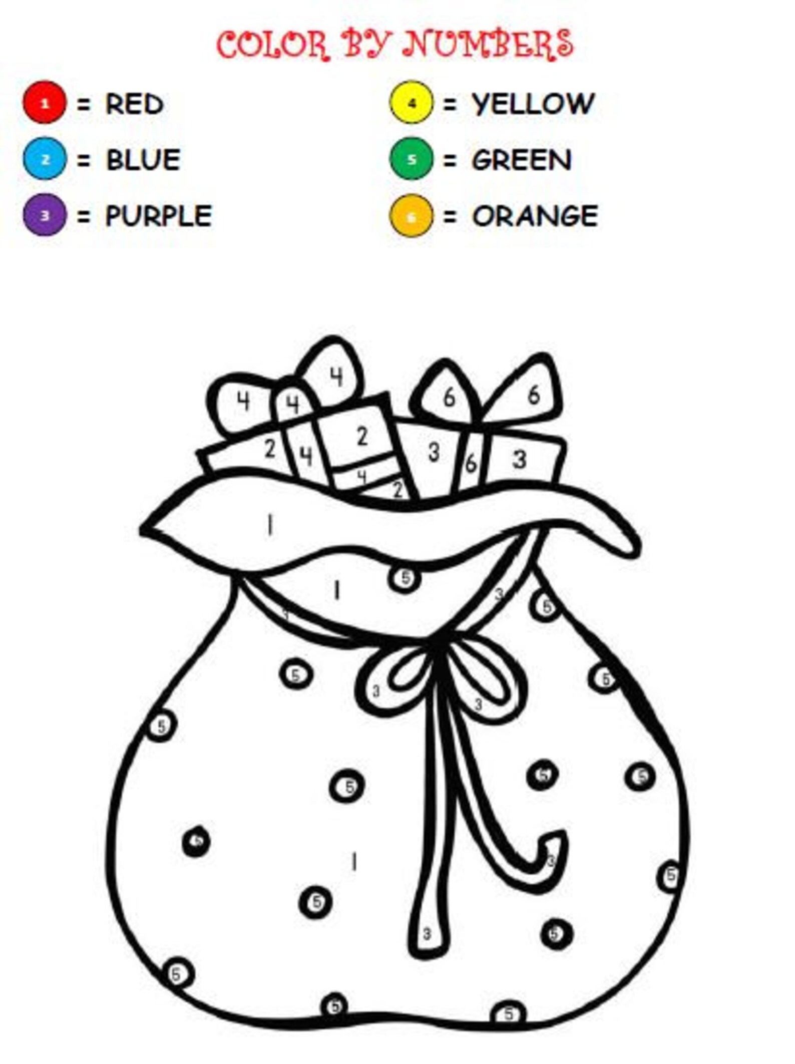 Christmas Color by Numbers, Printable Coloring Worksheets, Children ...