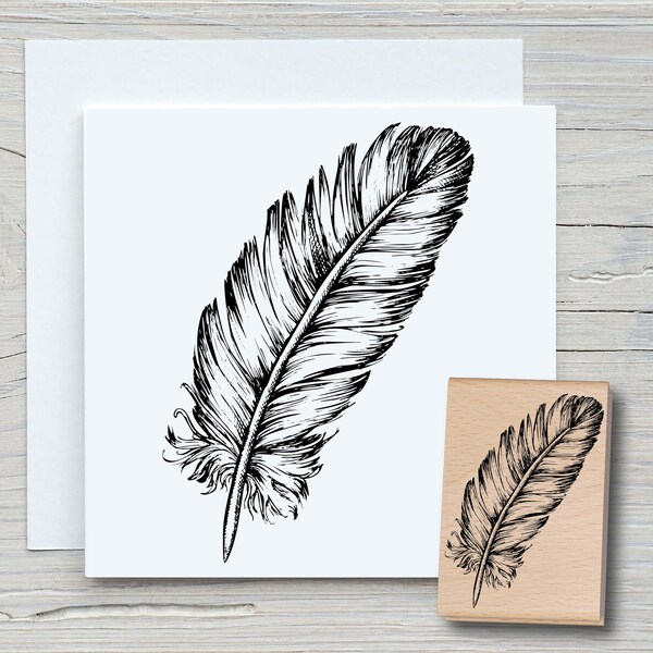 Feather Rubber Stamp - Etsy