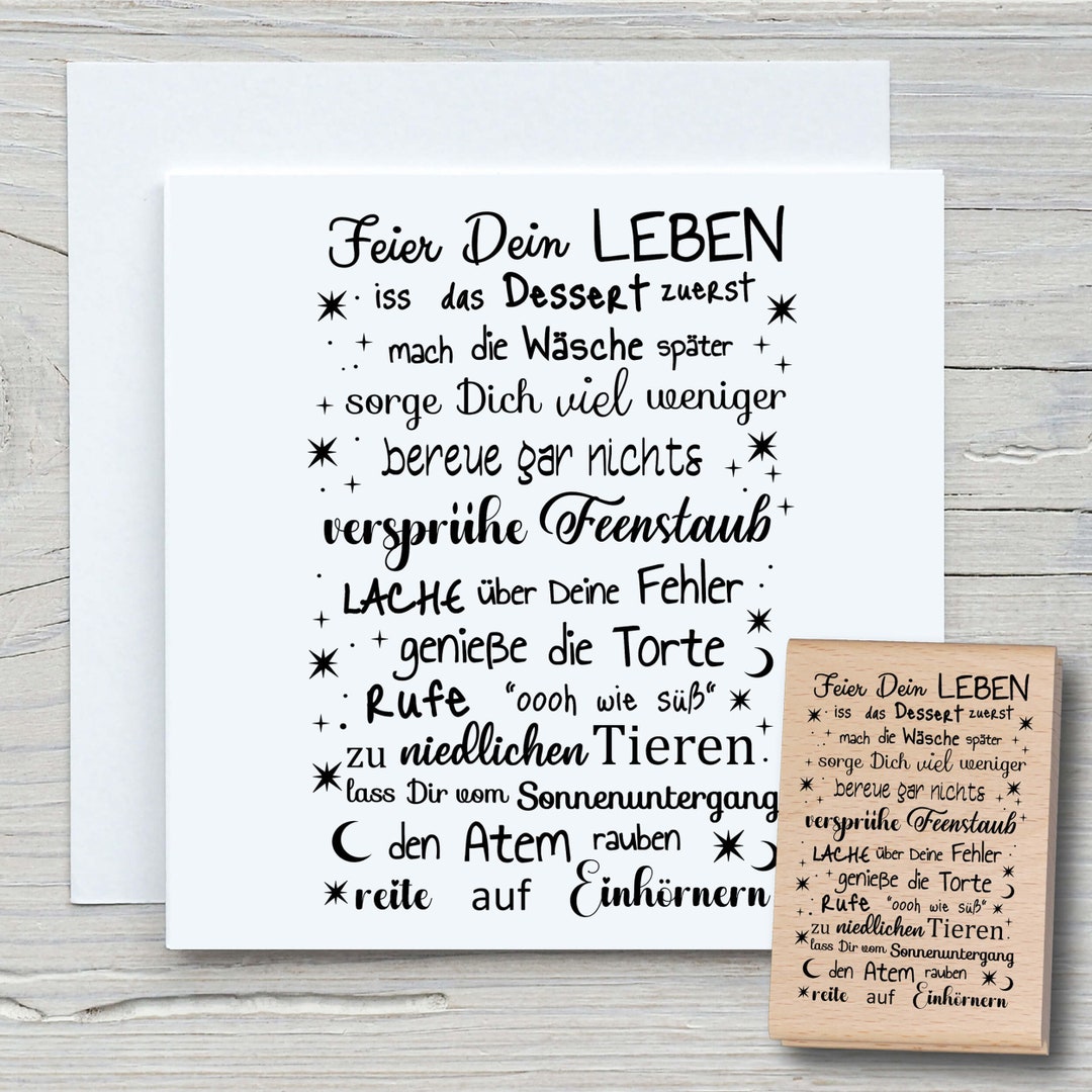 Stempel Feier Dein Leben DIY Motivstempel zum basteln von Karten