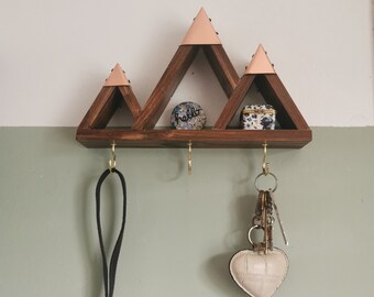 Copper Capped Mountain Shelf Key Holder / Jewellery Organiser