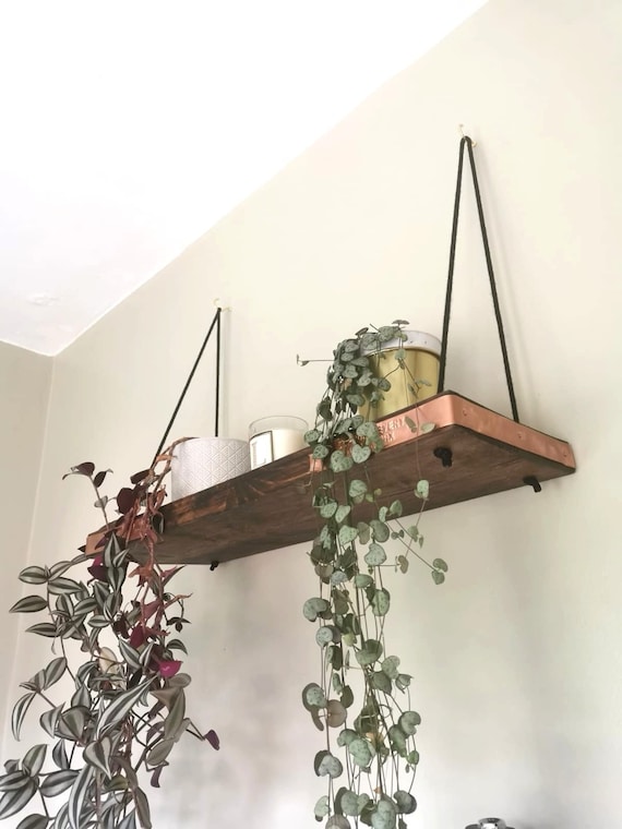 Copper Banded Rustic Scaffold Board Shelf