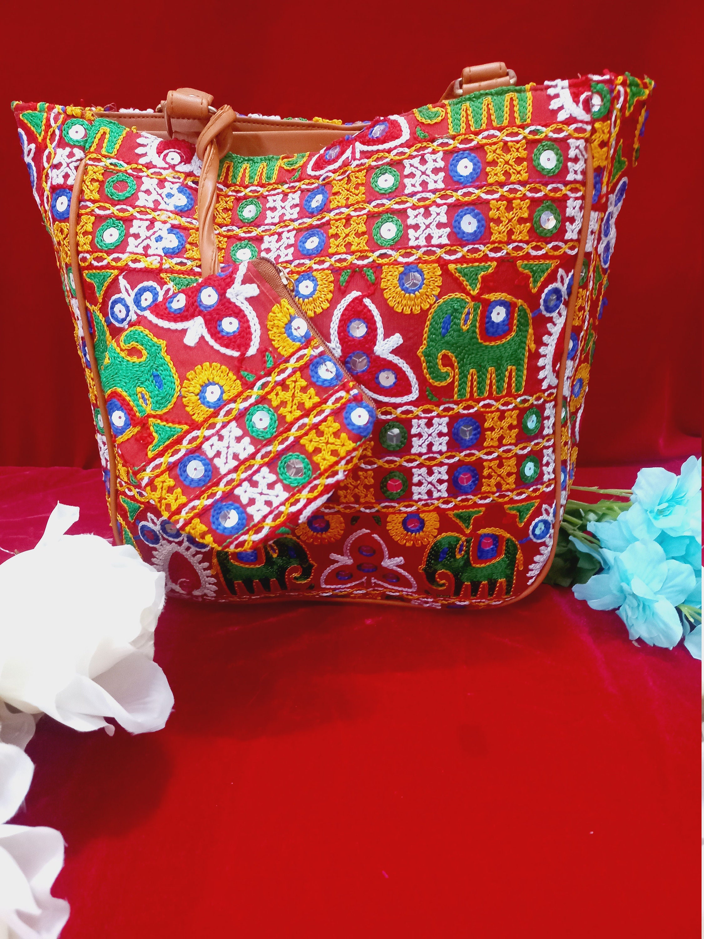 Boho Look Rajasthani Embroidered Sling Bag with Tassel Online