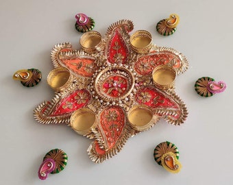 Diwali Rangoli Diwali Tea Light Candle Holder  Mehandi Sangeet Decor Indian Floor Art  Party Decoration Diwali T light candle Holder