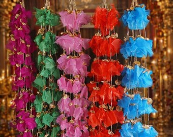 Handcrafted Pastel Tassel Backdrop, Haldi Ceremony Wall Decoration, Mehndi Ceremony Hanging Decor