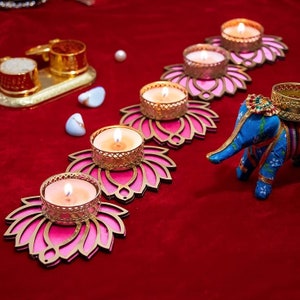 Świecznik na tealight Lotus: dekoracja na imprezę Diwali, psychodeliczny wystrój domu