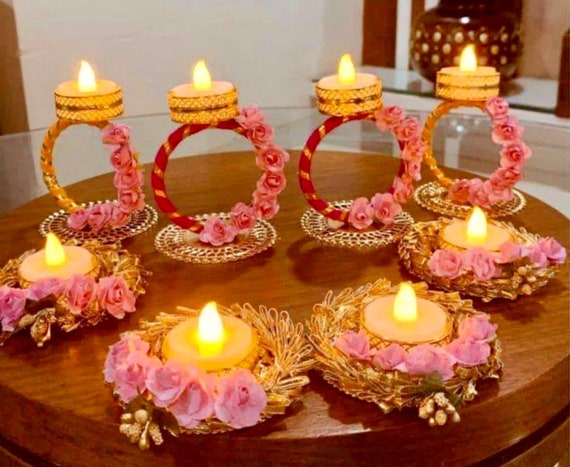 Set of 8 Tea Light Candle Holder Home Living Decor Beautiful Tea Light  Holder Home Decor Psychedelic Party Decoration Diwali T light candle