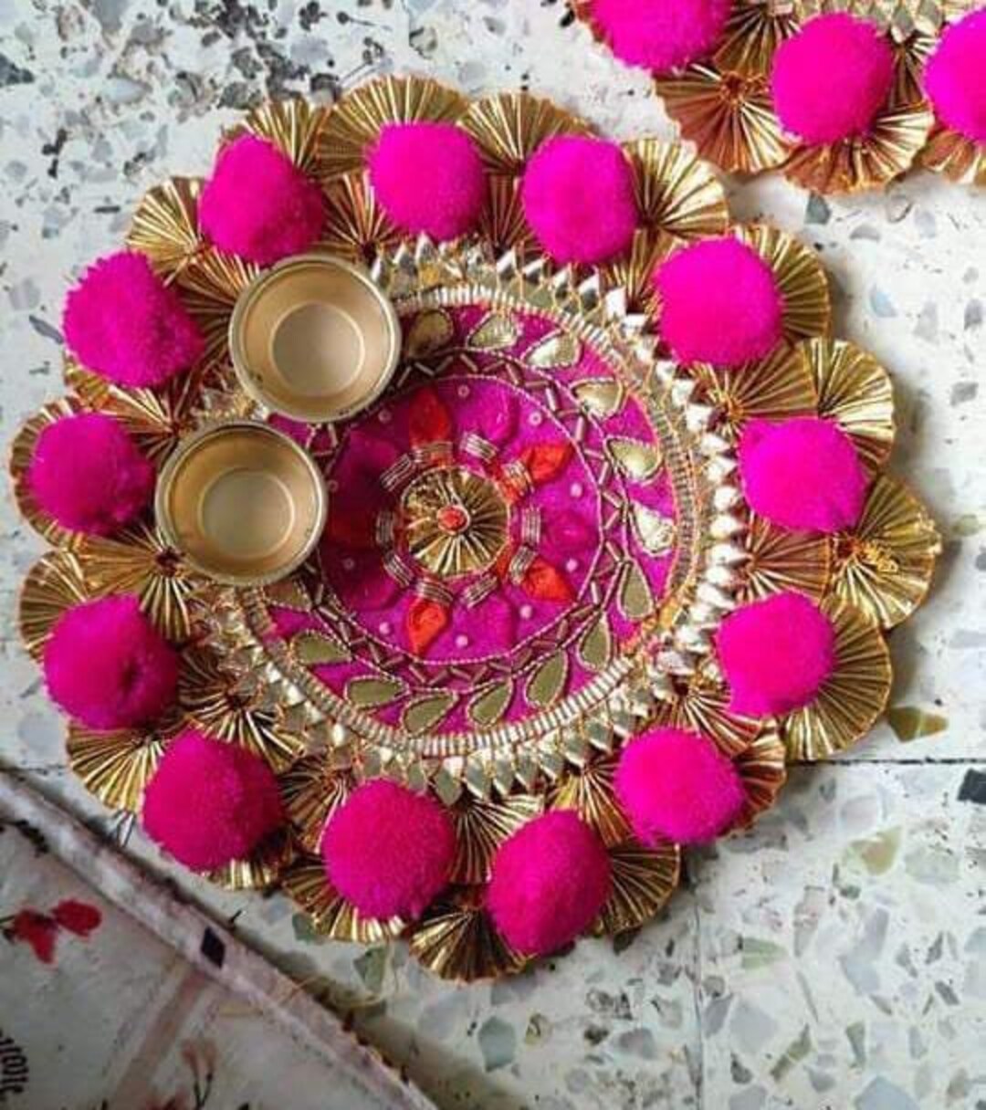 Indian Handmade Decorative Pooja Thali Karwachauth Thali Traditional ...