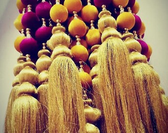 Indian Multi Color 15 Feet Decorative Velvet Ball Garland String Wedding Party Decoration Festival Decorations Home Decorations Diwali Decor