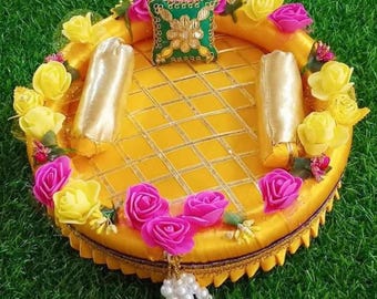 Handcrafted Indian Pooja Chowki for Ganesh & Laddu Gopal | Festive Ganesh Chaturthi Decor