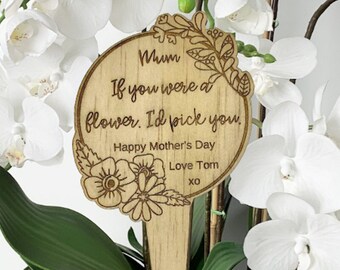 Mothers Day Plant Stake Personalised, Custom Mothers Day Gift For Mum, Wood or Acrylic Plant Stick For Grandma, Plant Stake For Nans Garden