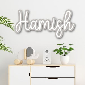 Childrens Layered Name Wall Art, Custom Wood Acrylic Nursery Name Sign, Kids Personalised Room Décor, Laser Cut Name Plaque For Girl Bedroom