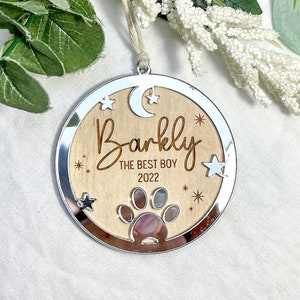 Personalised Pet Memorial Ornament, Dog Memorial Gift, Wooden Christmas Tree Decor, Rainbow Bridge, Paw Print Pet Sympathy, Cat Loss Gift