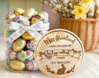 Easter Egg Glass Jar For Teacher Personalised, Engraved Educator Lolly Jar, Custom Tutor Appreciation Thank You Easter Gift For Coach,