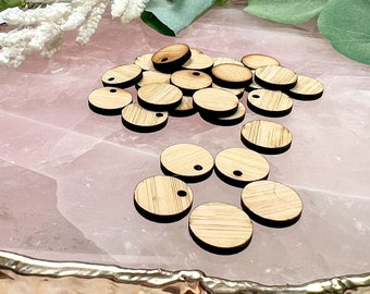 14mm Bamboo Laser Cut Circles With or Without 2mm Hole, Earring Blanks, Wood Blanks for DIY Jewellery Making, DIY Timber Stud Toppers,