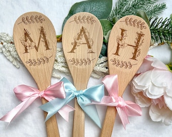 Engraved Wooden Spoon Personalised, Custom Monogram Spoon, Housewarming Gift, Mum Christmas Gift, Kitchen Gift for Baker, Kitchen Tea Party