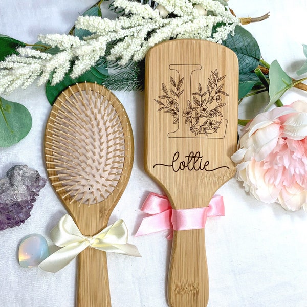 Personalised Wooden Hair Brush For Girls, Engraved Bamboo Hairbrush, Dance Team Gift, Valentine Gift, Birthday Gift For Teenage Girl