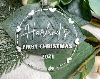 Personalised Baby's First Christmas Ornament, Custom Christmas Decoration, Acrylic Xmas Bauble, Christmas Gift For Baby, New Parent Gift