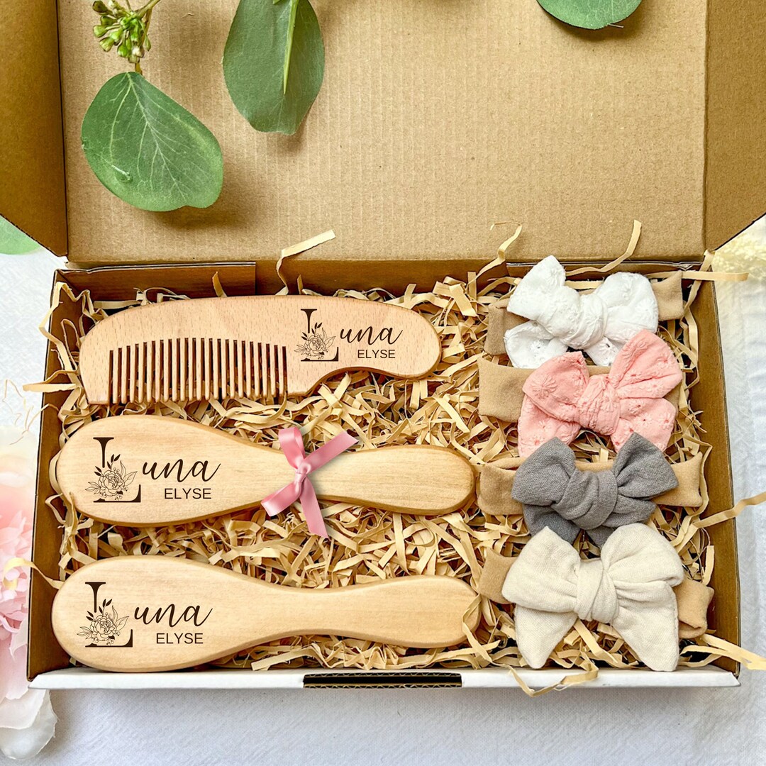 Baby Brush Set Personalised Wooden Baby Hair Brush With Comb Etsy