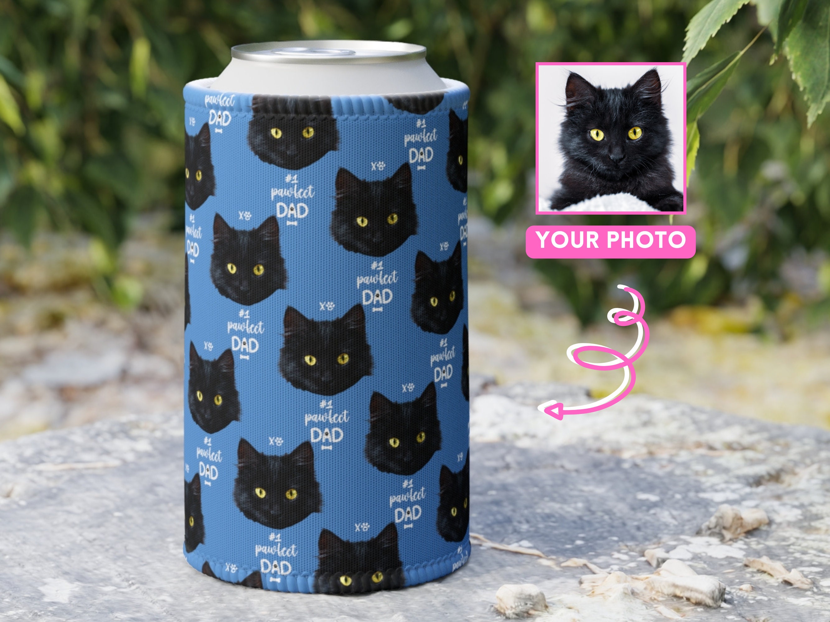 Personalised Dog Stubby Holder, Custom Cat Photo on Premium Beer