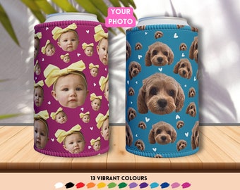 Your Photo On Premium Stubby Holder Personalised, Childs Face on Drink Holder, Custom Beer Can Cooler For Mum, Mother's Day Gift For Grandma