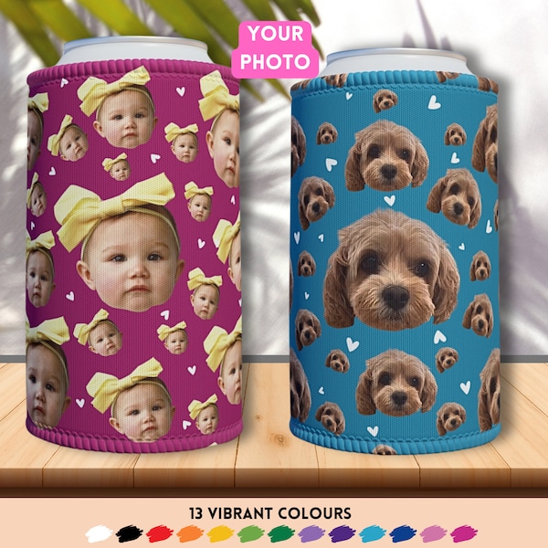 Your Photo On Premium Stubby Holder Personalised, Childs Face on Drink Holder, Custom Beer Can Cooler For Mum, Mother's Day Gift For Grandma