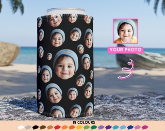 Photo On Stubby Holder Personalised, Premium Beer Can Cooler For Dad, Custom Face on Drink Cooler For Mum, Christmas Gift, Birthday Gift