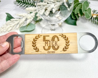 Gravierter hölzerner Flaschenöffner Personalisiert, Bieröffner Papa, 18.21.30.40.50.60.Geburtstagsgeschenk für ihn, individuelles Partygeschenk