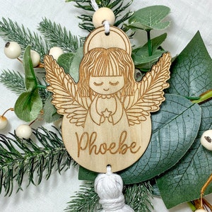 Adorno navideño de ángel de madera personalizado con borla de macramé, decoración conmemorativa de pérdida infantil, regalo de condolencia por la pérdida de un bebé, adorno de 2023 imagen 6