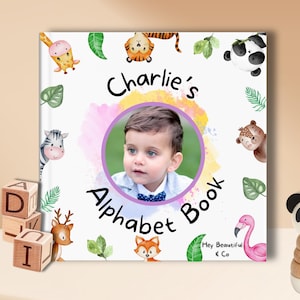 Baby&#39;s First ABC Book Personalised, Children&#39;s Custom Alphabet Picture Book, 1st 2nd 3rd Birthday Gift For Nephew Niece, Educational Toddler