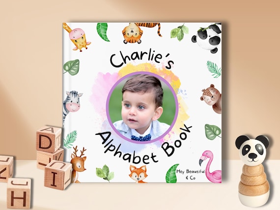 Baby's First ABC Book Personalised, Children's Custom Alphabet Picture Book, 1st 2nd 3rd Birthday Gift For Nephew Niece, Educational Toddler