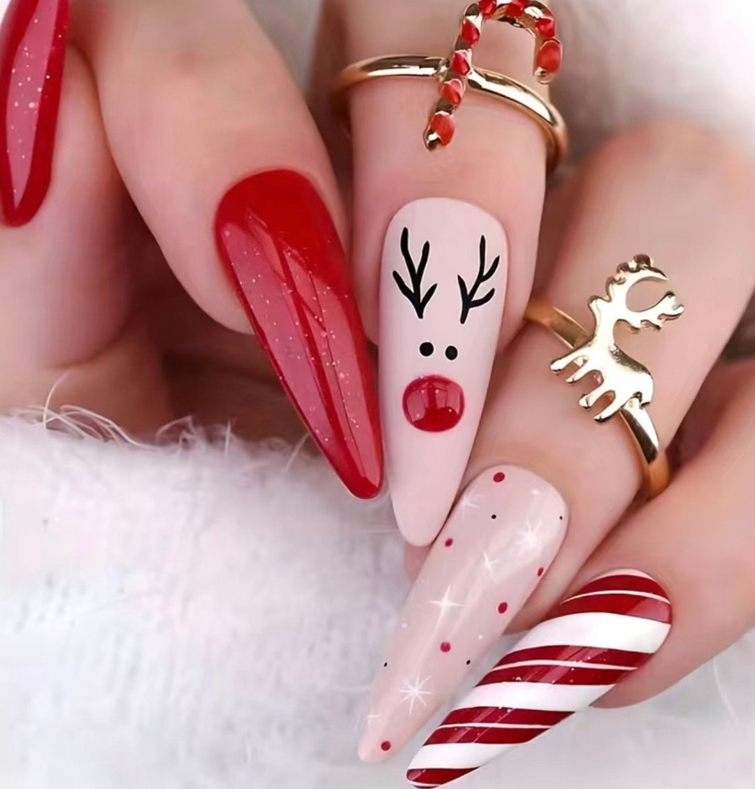 Christmas Stick on Nails / Christmas Press on Nails / Fake - Etsy UK