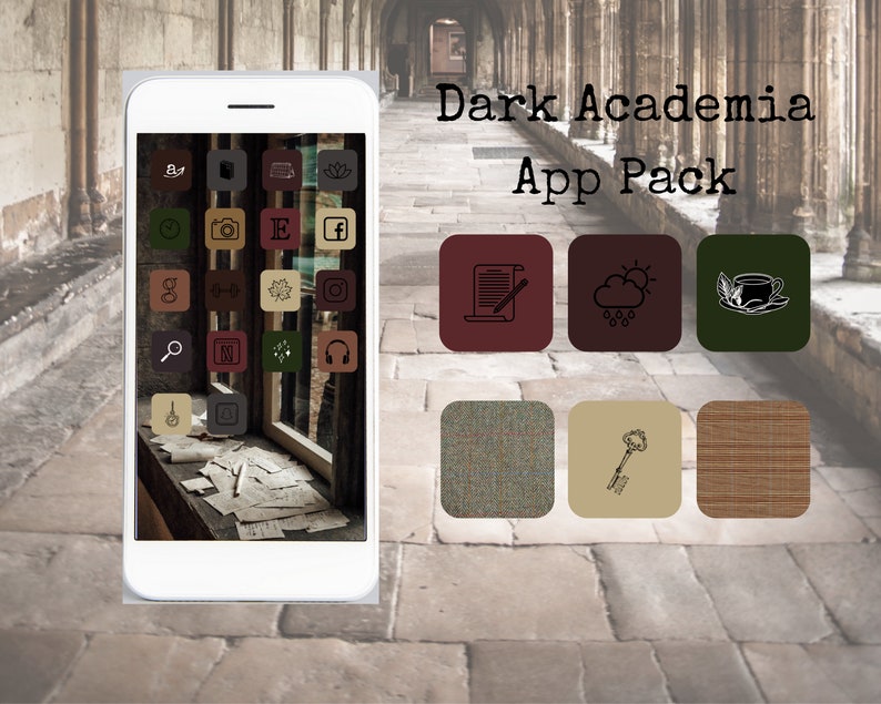 Dark Academia Aesthetic App Icon Pack 60 App Covers Etsy