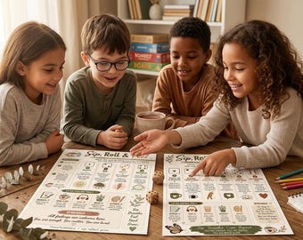 Sip, Roll, Cope/ Feel/ Reflect Bundle | 3 Printable SEL Games | Therapy Activities | School Counselor Resource | Instant Download