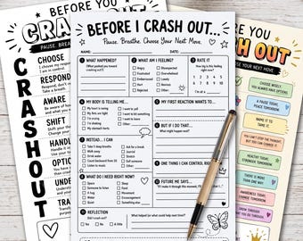 Before I Crash Out | Emotional Regulation Poster & Reflection Worksheet | Printable SEL Activity