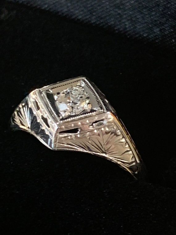 1940’s Vintage 14kt White Gold diamond ring - image 2