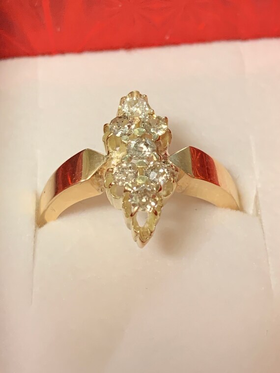 Antique 14kt gold Diamond Ring - image 8