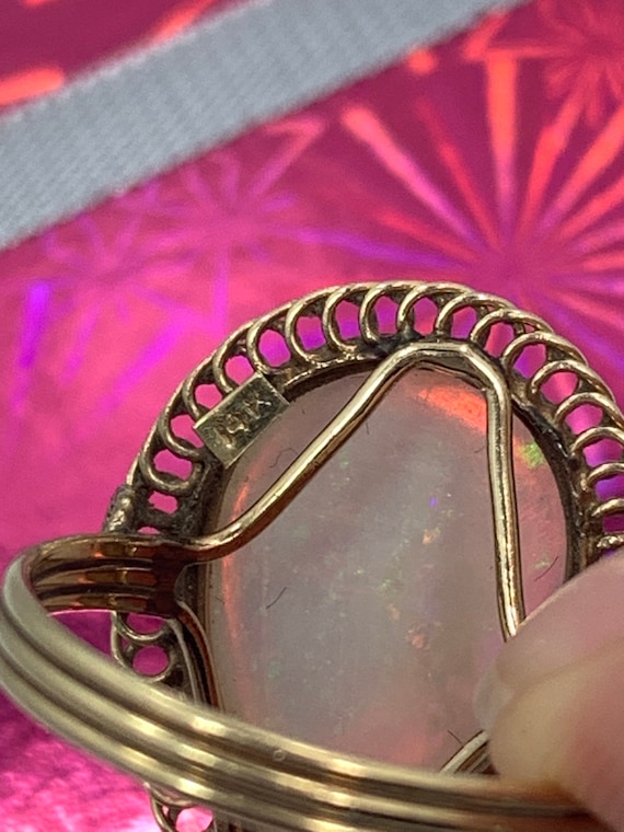 Vintage Pear Shaped Opal Ring set in 14kt yellow … - image 5