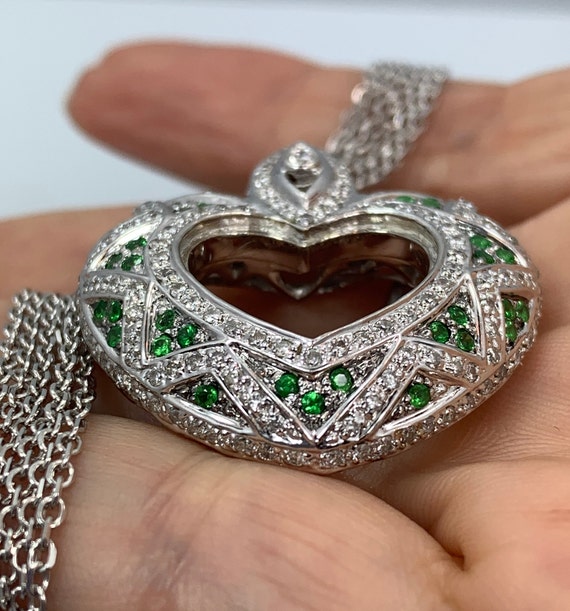 18kt white gold Diamond and Tsavorite Garnet Neck… - image 5