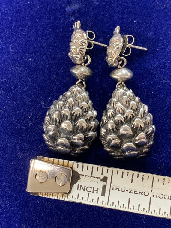 Sterling Silver Drop Pineapple Earrings - image 7