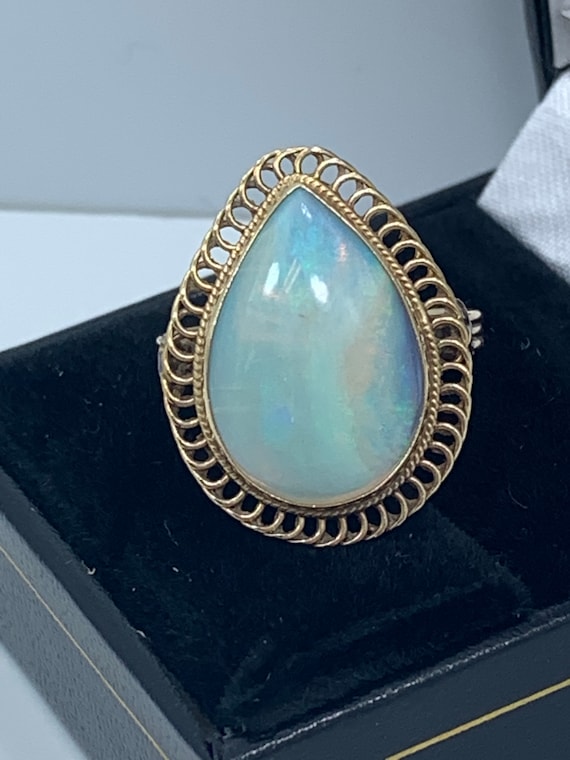 Vintage Pear Shaped Opal Ring set in 14kt yellow … - image 1