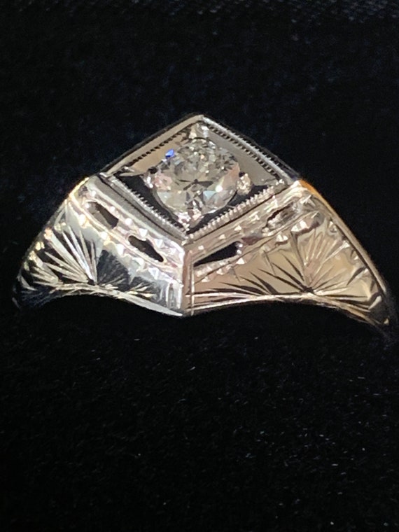 1940’s Vintage 14kt White Gold diamond ring - image 10