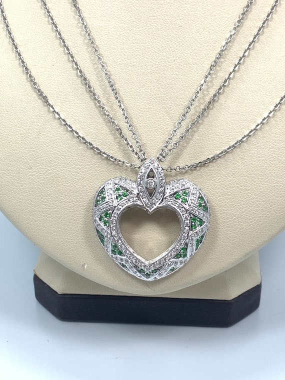 18kt white gold Diamond and Tsavorite Garnet Neck… - image 8