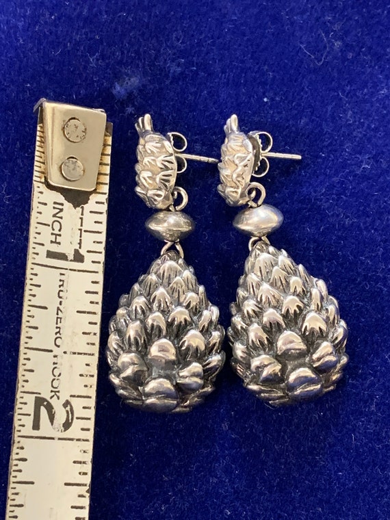 Sterling Silver Drop Pineapple Earrings - image 8