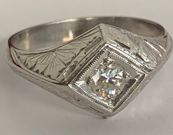 1940’s Vintage 14kt White Gold diamond ring - image 9