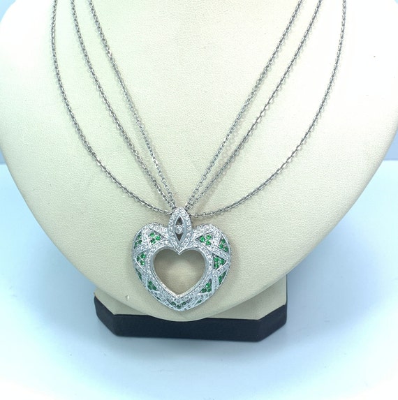 18kt white gold Diamond and Tsavorite Garnet Neck… - image 3